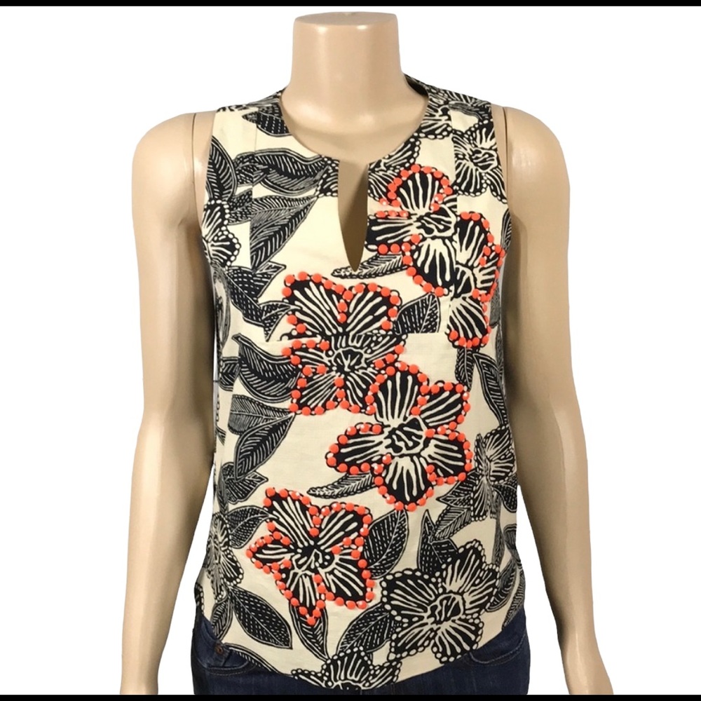 J. Crew cotton cream orange beads sz 2
